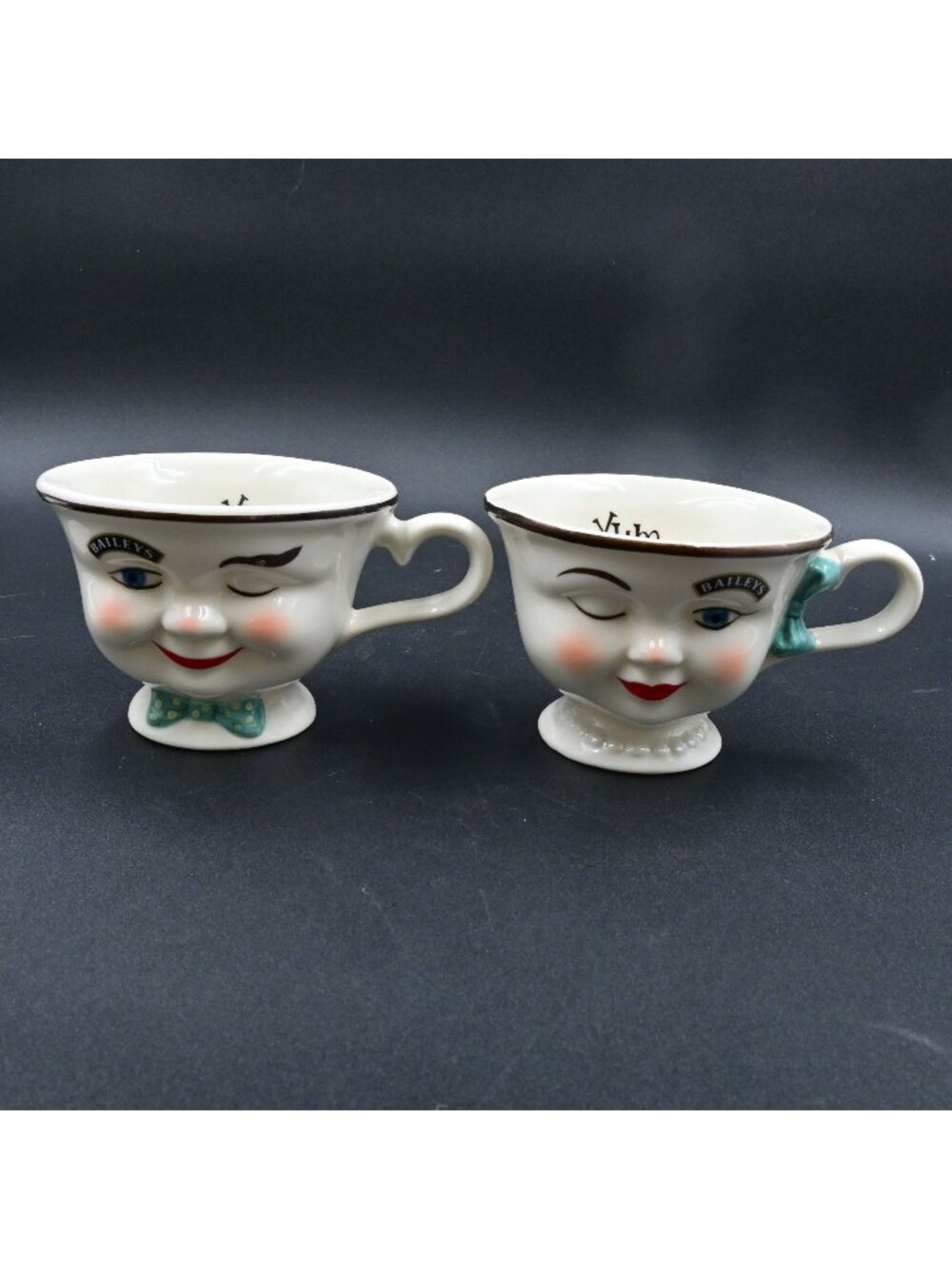 Baileys Irish Cream Winking Face Mugs Yum Set of 2 Vintage 1996 Limited Edition